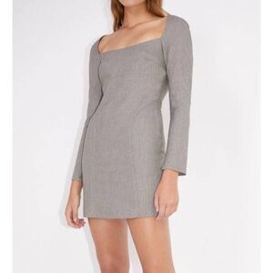 Zara Checked Print Structured Long Sleeve Mini Dress